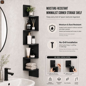 Étagère <span class=keywords><strong>d</strong></span>'<span class=keywords><strong>angle</strong></span> murale sans perçage, résistante à l'humidité et à la chaleur, pour <span class=keywords><strong>chambre</strong></span>, salon et <span class=keywords><strong>rangement</strong></span> domestique (vente en gros) - Product Image 1