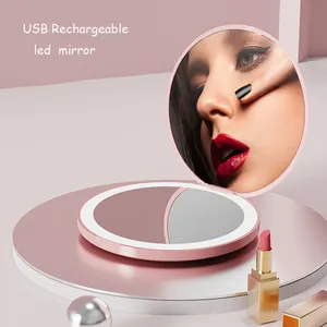 卸売ポータブルシャイニータイプポケットスモールラウンドメタルミニ両面化粧化粧鏡