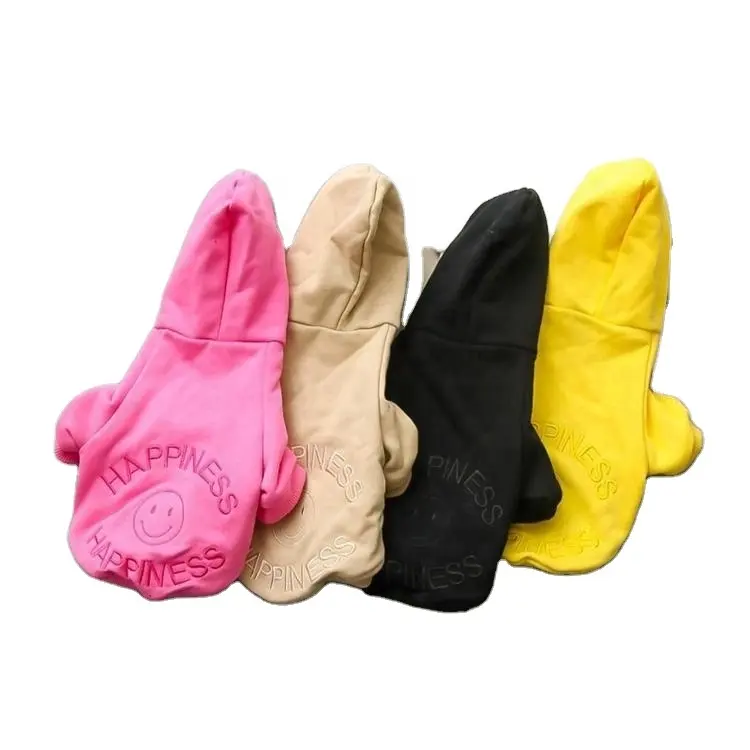 Pet Factory Wholesale Matching dog and owner clothes embroidered smile face pet dog clothes with a hat dog hoodie