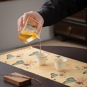 Bamboo Woven Tea <b>Mat</b> Printed Classic Design Heat Resisting Zen Table Runner For Tea Ceremony Accessories - Product Image 4