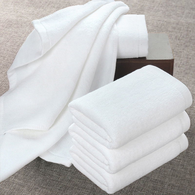 Solid White Cotton Bath Towels Disposable