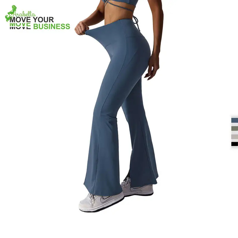 Arabella 2023 Custom Women Elegant Split Skin-friendly Yoga Flare Leggings Loose Pants