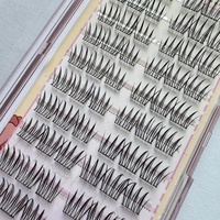 Faux cils réutilisables semi-faits à la main, en fibres synthétiques auto-adhésives, effet queue de renard, racine fine et naturelle, 20 rangées