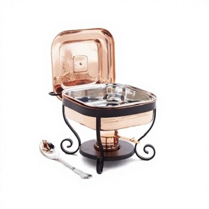 Stainless Steel And Copper Chafing <b>Dish</b> With Iron <b>Stand</b> Handmade Square Shape Chafing <b>Dish</b> For Hotel Usage - Product Image 1