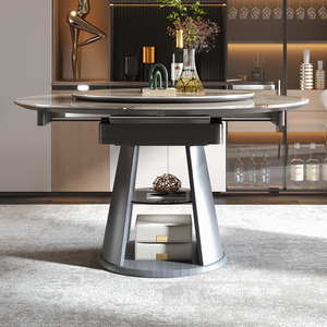 <span class=keywords><strong>Table</strong></span> à manger multifonctionnelle Plateau en pierre frittée pour base en bois moderne <span class=keywords><strong>Table</strong></span> à manger de luxe avec rangement - Product Image 3
