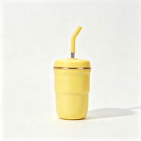 Mug de voyage isotherme portable en acier inoxydable de 320 ml avec paille et poignées, design classique pour enfants et adultes, coffret cadeau inclus