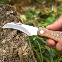 Offre Spéciale cueillette en plein air coupe manche en bois couteau pliant couteau champignon avec brosse porte-clés