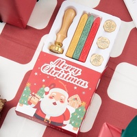 Coffret cadeau sceau vintage sophistiqué joyeux noël tête en laiton cire à cacheter timbre sceau de cire kit de timbre