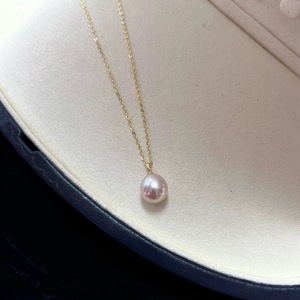 Natural Freshwater <b>Pearl</b> Pendant <b>Necklace</b> S925 <b>Silver</b> Plated 18K Gold Bright Water Droplet Collarbone Chain No Nucleus - Product Image 1