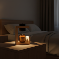 Lampe d'aromathérapie électrique en bois et bambou pour la fonte de cire, avec minuterie et fonctions de gradation, style moderne minimaliste, lampe de table