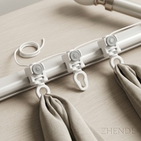 Glissières de rideau contemporaines en plastique blanc pour plis en S, glisseurs à chaîne à billes pour rideaux à plis ondulés, accessoires pour tissus épais, gain de place