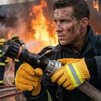 Gants de sécurité pour chantier en cuir de vachette avec bande réfléchissante, paume épaissie, faciles à porter, pour la protection au travail et la lutte contre les incendies