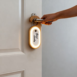 Luce del sensore a LED agganciabile in legno con <span class=keywords><strong>lavagna</strong></span>-USB ricaricabile, lampada da bacheca portatile per la maniglia della porta, decorazione per la casa - Product Image 1