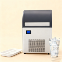 Machine à glaçons automatique 25 kg/24h en acier inoxydable, à poser sur comptoir, refroidissement par air et eau, pour café, bar à boissons, restaurant