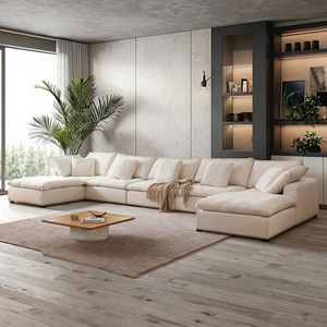 Juego de Sofás Cómodos de Estilo Moderno Muebles de Sala Sofá Seccional Modular en Forma de U con Relleno de Plumón y Tela de Terciopelo - Product Image 6