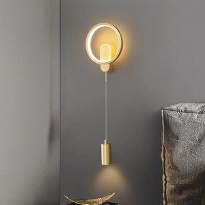 All Copper <b>Bedside</b> Wall <b>Lamp</b> H65 Brass Led <b>Touch</b> Control Modern Minimalist For Bedroom Living Room - Product Image 5