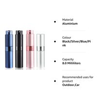 Flacons de voyage de poche miniatures 5ml 8ml 10ml 15ml 20ml en plastique rechargeables avec atomiseur de parfum en aluminium à visser à vendre