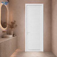 Puerta de Baño para Villa, Puerta de Aluminio Negra con Panel de Rejilla y Juego de Cerradura