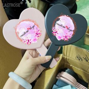 OEM Logo Mini Pocket Heart-Shaped Lighted Makeup Tool Personalized Rhinestones Wholesale Low Price Cosmetic Mirrors - Product Image 3