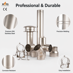Kit de passage mural en acier inoxydable <span class=keywords><strong>150</strong></span> mm SUS304/SUS316, accessoires de cheminée à fixation rapide pour mur simple, ensemble de tuyaux de poêle certifié ISO9001 - Product Image 2