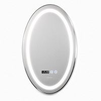 Miroir de salle de bain ovale intelligent à LED avec éclairage frontal, pour vanité, maquillage, salon, gradation progressive, 3 couleurs, anti-buée, Bluetooth