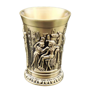 كؤوس شوت برونزية صغيرة على شكل رصاصة بتصميم مصري قديم للبيع بالجملة، أكواب إبداعية مخصصة للبار بفوهة واحدة - Product Image 3