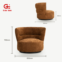Fauteuil pivotant de luxe moderne en tissu capitonné avec repose-pieds et base métallique pour salon, chambre, bureau à domicile, style détente