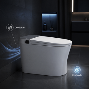 WC intelligent certifié CUPC ETL avec chauffage instantané, cuvette allongée, télécommande et siège chauffant, siphon en P, à poser au sol - Product Image 4