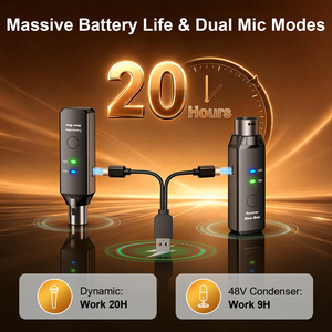 Système de microphone sans fil XLR personnalisé avec logo, émetteur-récepteur 5,8 GHz, système de micro sans fil à brancher <span class=keywords><strong>pour</strong></span> microphones dynamiques, mélangeur audio - Product Image 4