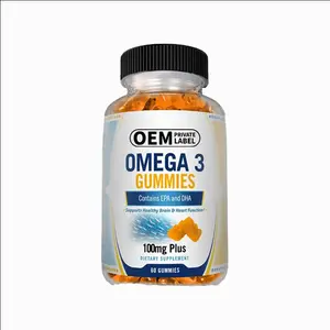 OEM מותג פרטי אומגה 3 Gummies מכיל EPA & DHA תומך בריא המוח & לב פונקציה עבור נשים & גברים תוסף תזונה