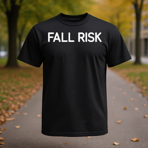 T-shirt Sarcastique « Fall Risk » – Vêtement Promotionnel Unisexe Adulte Noir - Product Image 3