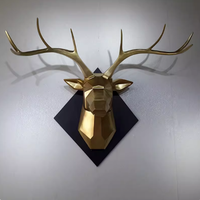 Sculpture murale en résine Art Déco, tête de cerf avec bois de cerf, pour décoration d'hôtel et de maison