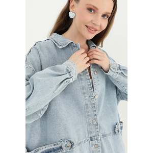 Chaqueta Vaquera Azul Claro de la Marca Soul para Mujer, con Detalle en la Cintura, Estilo Clásico, Corte Moderno, Prenda Exterior Versátil para Todas las Temporadas - Product Image 5