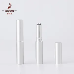 Aluminum Lipstick Packaging Bevel Sleeve Lipstick Container Lipstick Case Matte Silver 2.5g Round Slim Cosmetic Customized