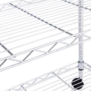 Estantería Metálica de 4 Niveles con Ruedas, Carro de Almacenamiento Móvil con Bordes Laterales, Estante Rodante Cromado - Product Image 4