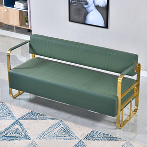 Sillas de espera para barbería, peluquería, tienda de ropa, área de relajación, sofá de acero inoxidable chapado en oro, área de espera. - Product Image 4