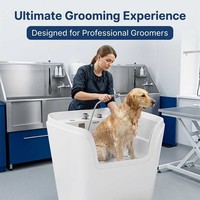 ALFAPET R-07 Spa pour chiens, baignoire pour animaux de compagnie avec massage à bulles, ozone, lumière LED colorée 360° °   Machine de toilettage pour chiens en acrylique avec fonction de pulvérisation pour le bain et le spa