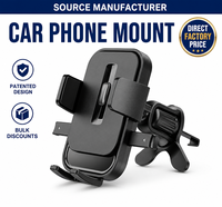 Support de téléphone pour grille d'aération de voiture avec poignée et déverrouillage à une touche, en plastique ABS, utilisation facile à une main