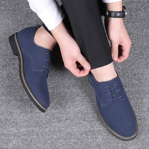 Chaussures décontractées givrées pour hommes à bout rond, en daim britannique, style business, à lacets, tendance mode, grandes tailles - Product Image 2