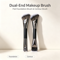 Pinceau de maquillage professionnel 2-en-1 à double extrémité, à poils doux, pour fond de teint et contouring, pinceau plat et coudé pour estomper les couleurs, ensemble de pinceaux de maquillage