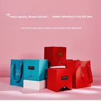 Boîte cadeau pour la fête de la Saint-Valentin Qixi 520 avec doublure en éponge en matériaux recyclés, emballage rigide pour fleurs, bague, pendentif