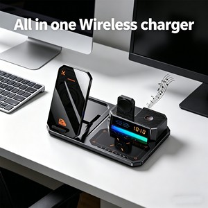 Station de charge sans fil magnétique, haut-parleur Bluetooth portable, chargeur sans fil 6 en 1 avec lumière nocturne RVB, réveil pour <span class=keywords><strong>iPhone</strong></span>, pour la maison - Product Image 1