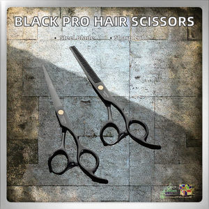 Ciseaux de barbier pour droitiers, lot de 30 dents, en acier inoxydable noir, ciseaux à effiler personnalisables, outil de coupe de cheveux pour salon - Product Image 2