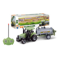 Camión Agrícola para Niños, Tractor de Granja a Control Remoto 2.4G con 7 Remolques Multifuncionales Intercambiables