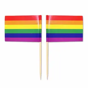 2024 Cầu Vồng Gay Niềm Tự hào Màu Cupcake Biểu Ngữ Toppers Cocktail Lgbt Bánh Tăm Cờ Cho Khuyến Mãi