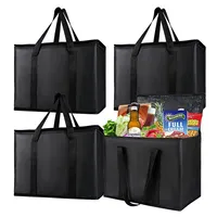 Ekstra büyük ağır özel logo kullanımlık tote gıda teslimat çantası, bakkal termal alışveriş çantası yalıtımlı soğutucu çanta
