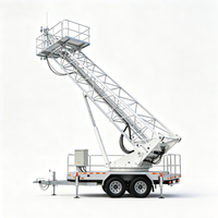 Tour télescopique galvanisée de 15 m, mobile, pour extérieur, temporaire, pour télécommunications sans fil, sur remorque, directement de l'usine