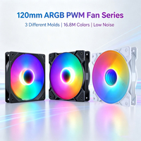 Ventilateur de refroidissement pour boîtier PC QiuzAim 120 mm 4 broches PWM ARGB, 16,8 millions de couleurs, synchronisation 5V 3 broches, silencieux, pour châssis de bureau, choix personnalisé de plusieurs modèles