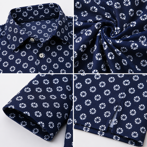Custom <b>Navy</b> Micro Print Golf Polo Shirt Mens 4 Way Stretch Moisture Wicking Quick Dry Breathable OEM ODM Private Label - Product Image 3