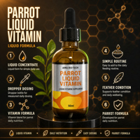 Complexe Multivitaminé B Liquide avec Taurine – Formule Quotidienne de Soutien à la Santé et à la Vitalité 50ml pour Oiseaux d'Aviculture, Perroquets – Supplément Vitaminique